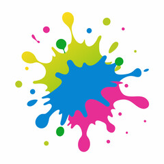 Paint splatter pink ,green ,blue ,yellow art vector illustration