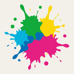 Paint splatter pink ,green ,blue ,yellow art vector illustration