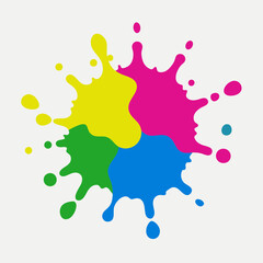 Obraz premium Paint splatter pink ,green ,blue ,yellow art vector illustration