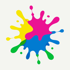 Paint splatter pink ,green ,blue ,yellow art vector illustration