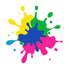 Paint splatter pink ,green ,blue ,yellow art vector illustration