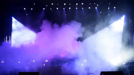 Stage Opening With Colorful Lights and Smoke Effects at Night Generative AI