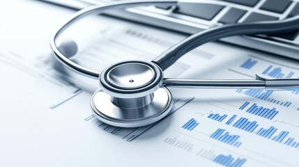 Healthcare data analysis, medical charts and metrics, 3D illustration