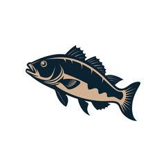 Bass fish vector isolated illustration design