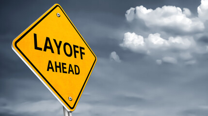 Layoff ahead - traffic sign warning