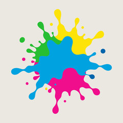 Paint splatter pink ,green ,blue ,yellow art vector illustration