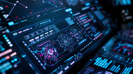 Obraz premium Futuristic Digital Interface with Colorful Lights Illustration