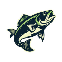 Bass fish vector isolated illustration design