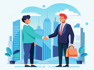 Obraz premium Professional Business Handshake Vector Illustration for Corporate Success