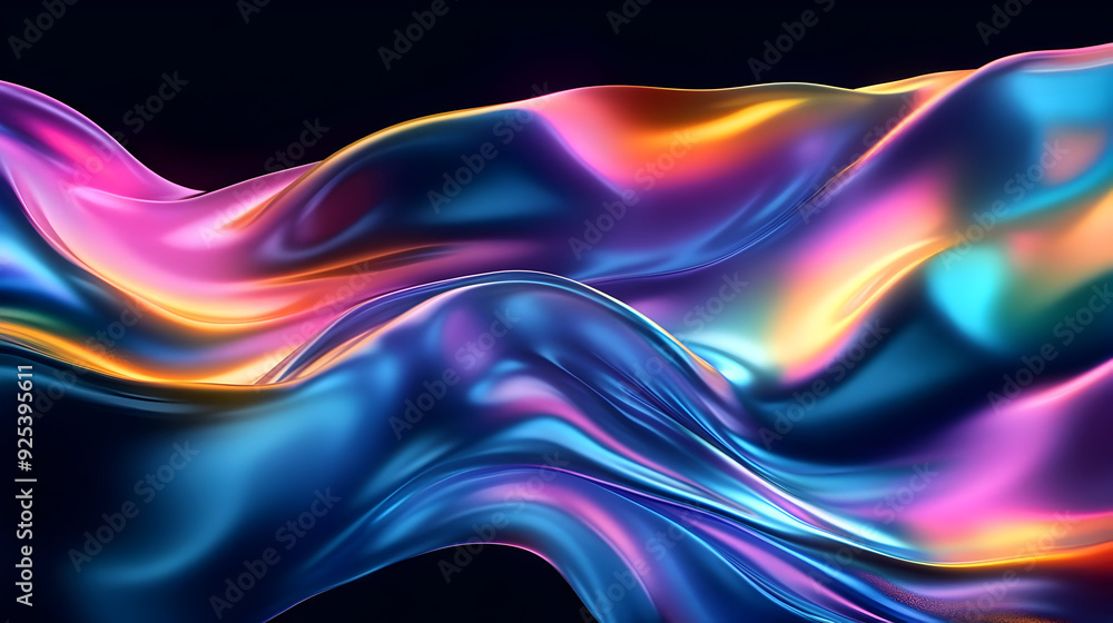 Poster a vibrant, flowing abstract design with colorful gradients and smooth textures.