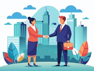 Obraz premium Professional Business Handshake Vector Illustration for Corporate Success