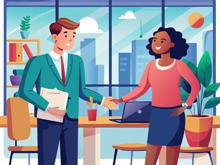 Fototapeta premium Professional Business Handshake Vector Illustration for Corporate Success