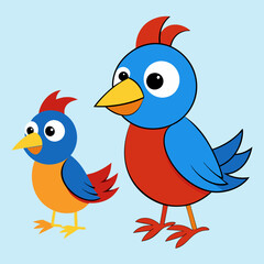 Naklejka premium Two birds small illustration art vector