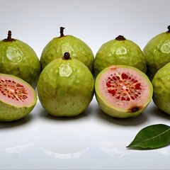 Guava Fruit Still Life and Avatar Images on White Background