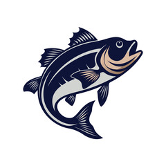 Bass fish vector isolated illustration design