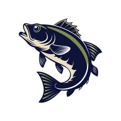 Bass fish vector isolated illustration design