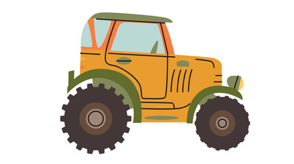 Tractor vector illustration. Harvesting season. Agricultural Labor.