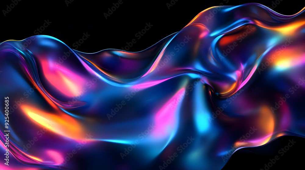 Poster a vibrant, flowing abstract design with luminous colors and smooth textures.