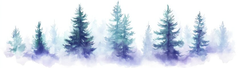 Fototapeta premium Misty Forest Watercolor