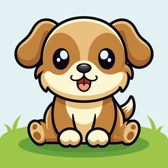 A dog sitting art vector illustration