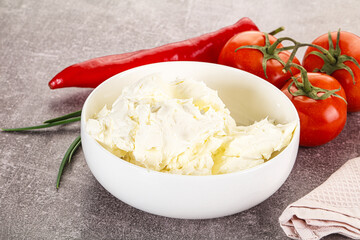Soft Philadephia cheese in the bowl