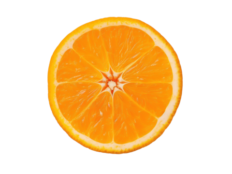 Laranja fresca cortada ao meio, revelando sua polpa suculenta e gominhos vibrantes. Rica em vitamina C e antioxidantes, perfeita para projetos cítricos e saudáveis