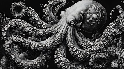 Obraz premium octopus underwater macro portrait on sand