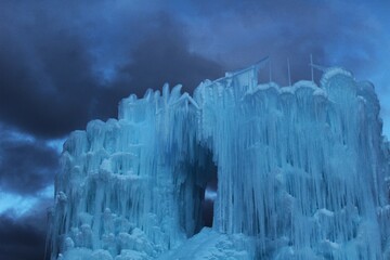 Ice Sculpture or Formation resembling a ship or structure 