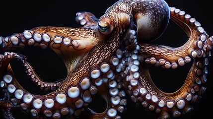 Obraz premium octopus underwater macro portrait on sand