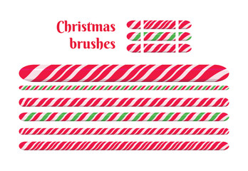 Candy cane christmas brushes vector elements.