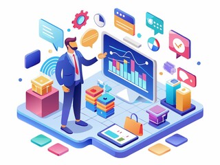 Comprehensive E-commerce Management Vector Illustration for Online Business Success