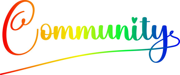 COMMUNITY vector rainbow gradient typography banner, COMMUNITY  gradient text vector