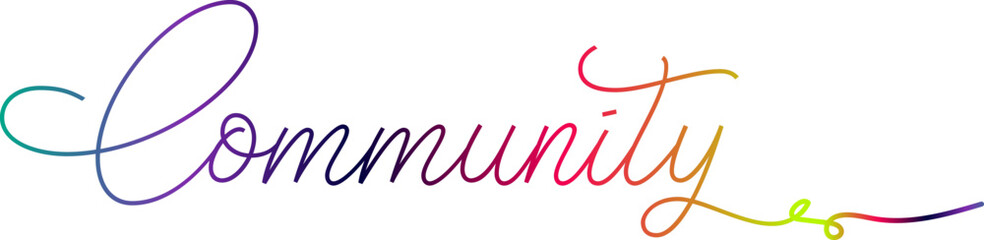 COMMUNITY vector rainbow gradient typography banner, COMMUNITY  gradient text vector