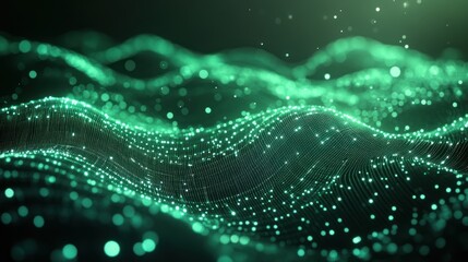 Abstract Green Digital Wave