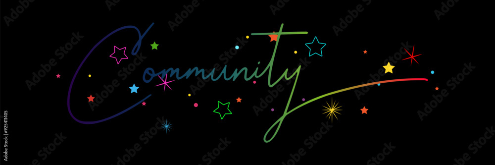Fototapete community vector rainbow gradient typography banner, community gradient text vector
