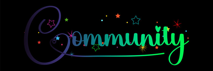COMMUNITY vector rainbow gradient typography banner, COMMUNITY  gradient text vector