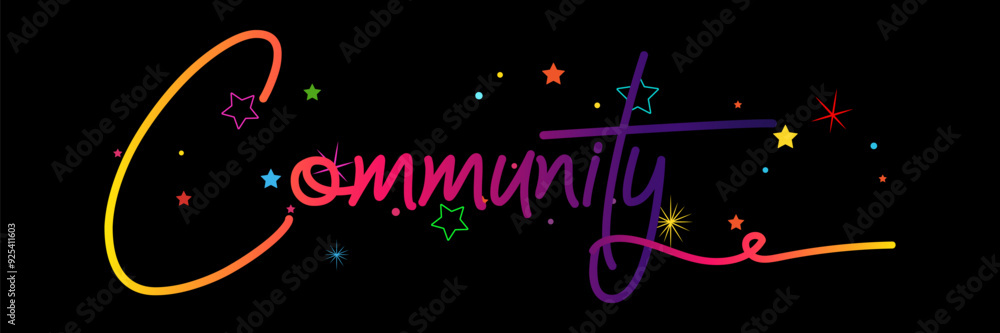 Fototapete community vector rainbow gradient typography banner, community gradient text vector
