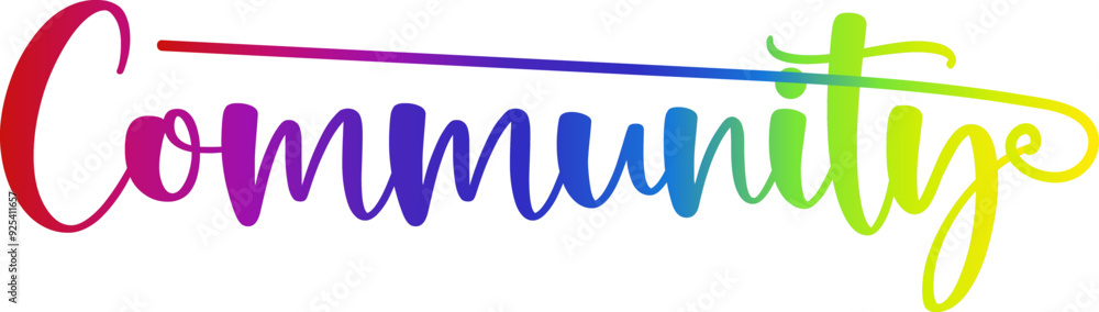 Fototapete community vector rainbow gradient typography banner, community gradient text vector