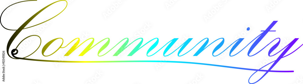 Fototapete community vector rainbow gradient typography banner, community gradient text vector