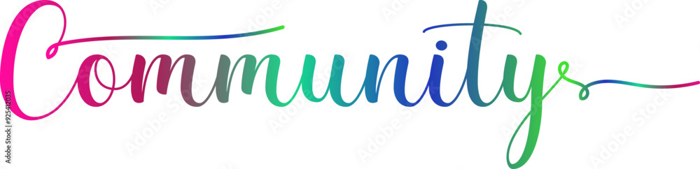 Fototapete community vector rainbow gradient typography banner, community gradient text vector