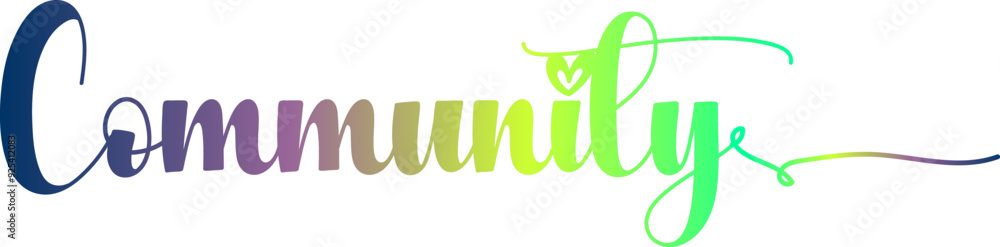 Fototapete community vector rainbow gradient typography banner, community gradient text vector