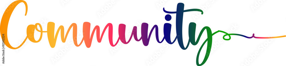 Fototapete community vector rainbow gradient typography banner, community gradient text vector