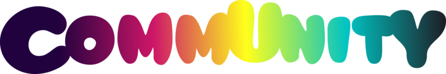 COMMUNITY vector rainbow gradient typography banner, COMMUNITY  gradient text vector