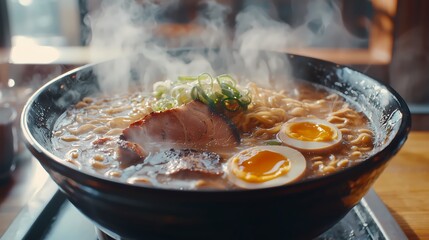 Steaming Bowl of Ramen Noodles.