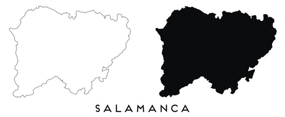 Salamanca map outline and black silhouette vector