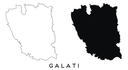 Obraz premium Galati map outline and black silhouette vector