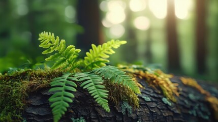 Fern on Mossy Log
