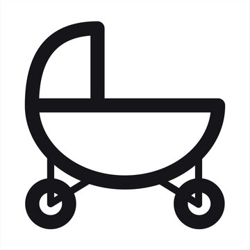 recommend clip art: Baby stroller vector icon in linear, outline icon isolated on white background