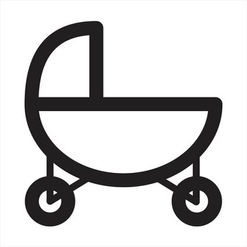 recommend clip art: Baby stroller vector icon in linear, outline icon isolated on white background