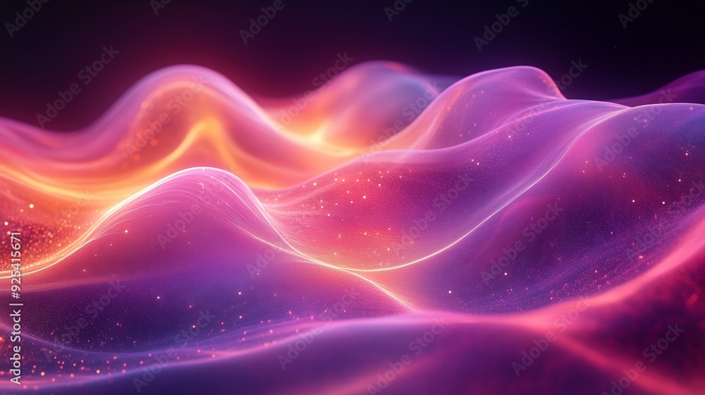 Poster colorful abstract waves of light create a mesmerizing pattern in a dark setting
